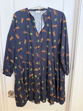 Nach Tiered Leopard & Palm Print Dress - XL